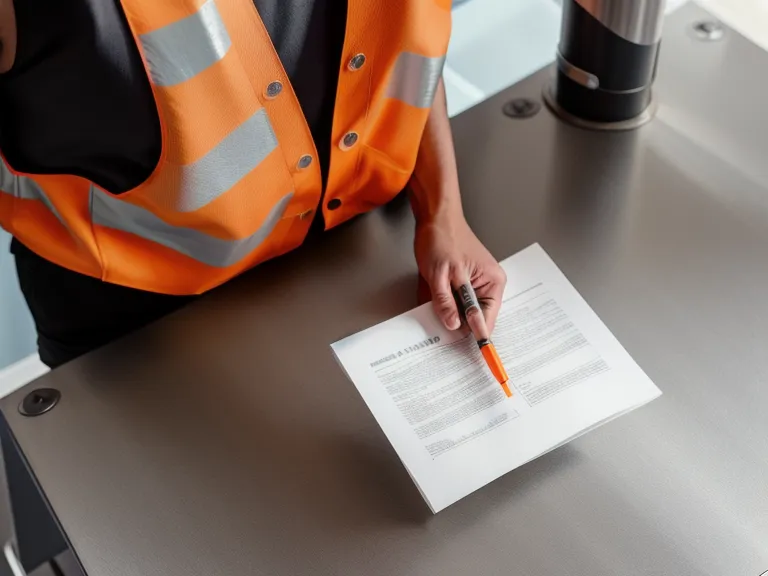Encuesta de satisfacción de empleados sobre un escritorio metálico en un entorno industrial.