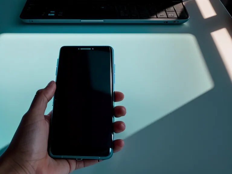 Primer plano de un celular en un escritorio de madera durante una consulta nocturna.