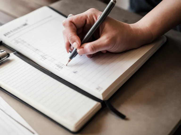 Notas de gestión de equipos y desarrollo de talento en una libreta durante una sesión de coaching de liderazgo