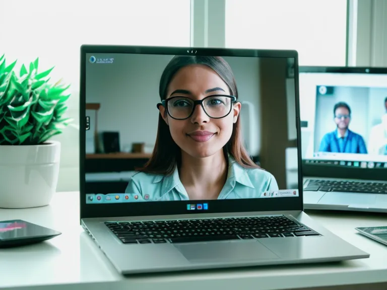 Lentes sobre reportes de retail con una videollamada borrosa al fondo